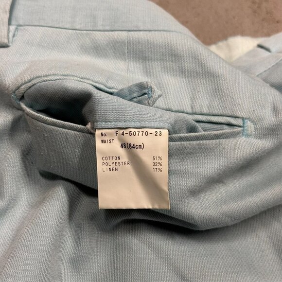Echizenya Cotton Linen Trousers Made in Japan Light Blue Pants Mens 34x28 - Picture 9 of 11